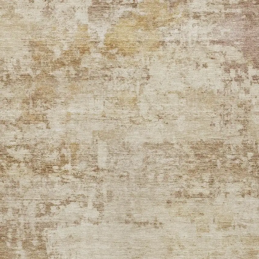 Beige And Brown Abstract Washable Indoor Outdoor Area Rug Photo 2