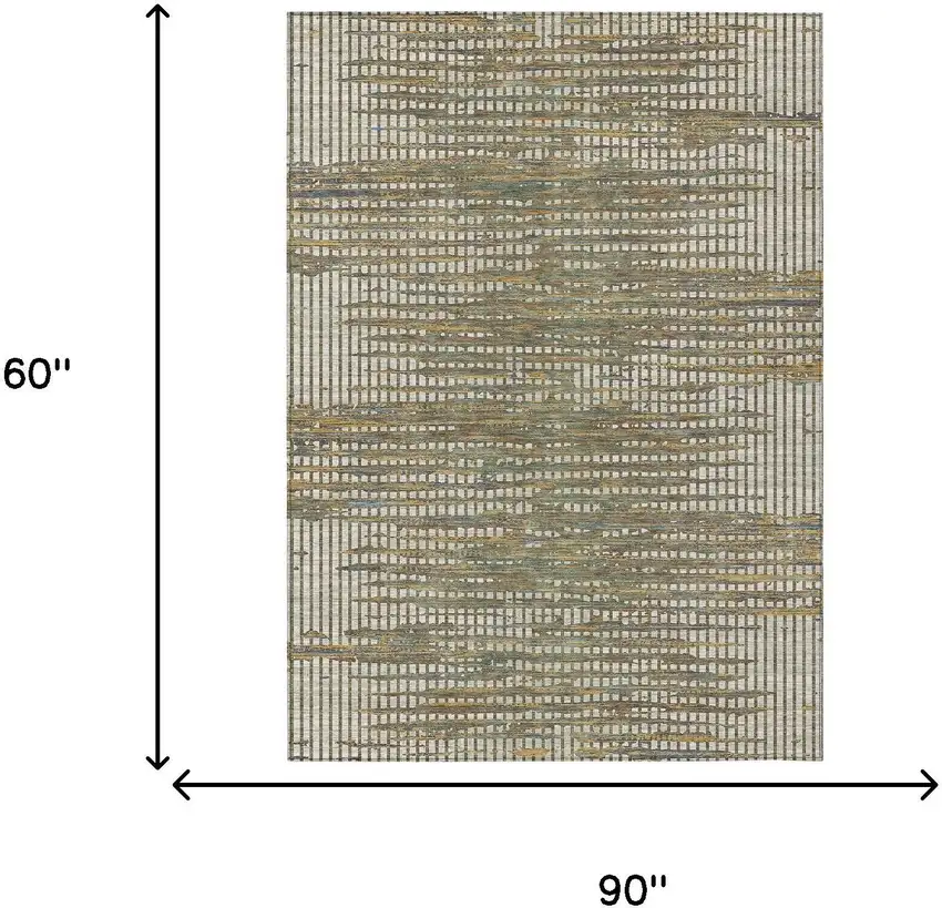 Beige And Brown Abstract Washable Indoor Outdoor Area Rug Photo 6