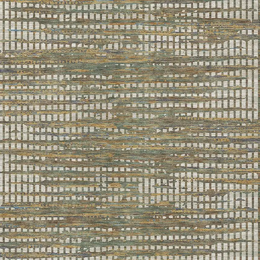 Beige And Brown Abstract Washable Indoor Outdoor Area Rug Photo 2