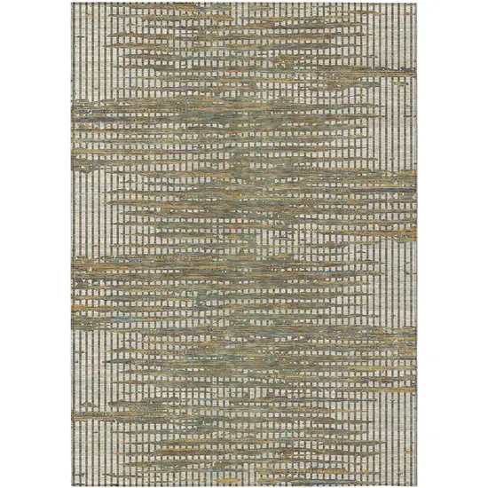 Beige And Brown Abstract Washable Indoor Outdoor Area Rug Photo 1