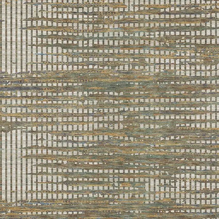 Beige And Brown Abstract Washable Indoor Outdoor Area Rug Photo 2