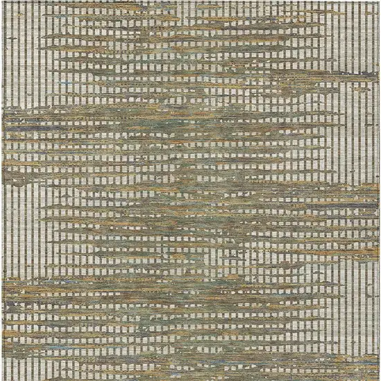 Beige And Brown Abstract Washable Indoor Outdoor Area Rug Photo 3