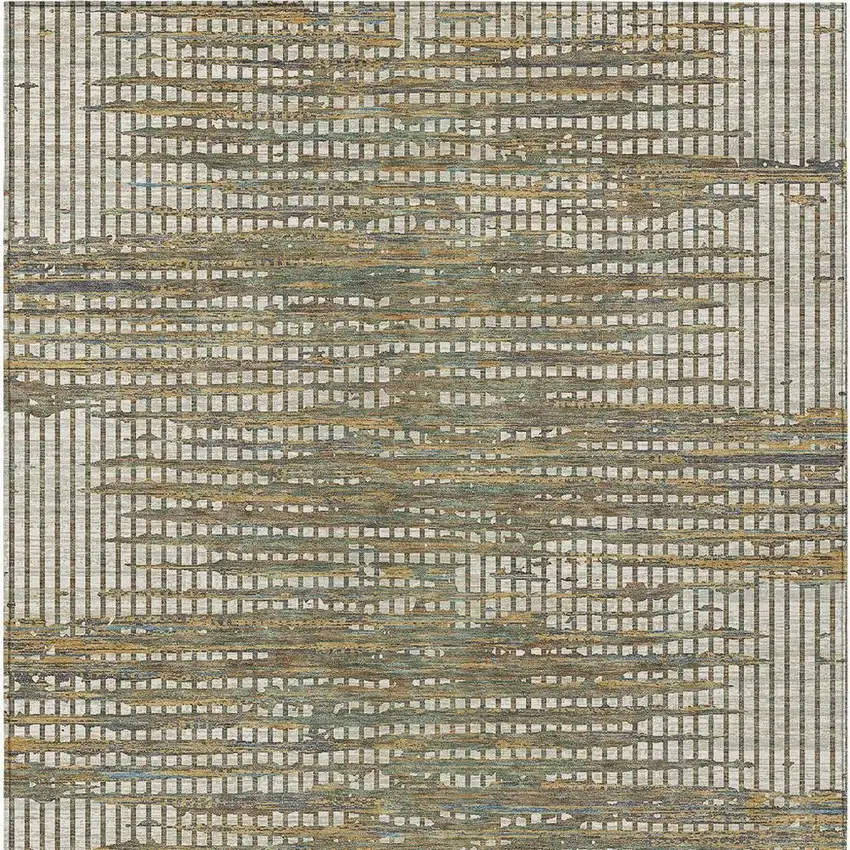 Beige And Brown Abstract Washable Indoor Outdoor Area Rug Photo 3