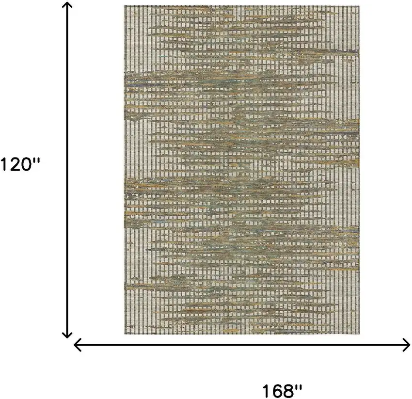 Beige And Brown Abstract Washable Indoor Outdoor Area Rug Photo 6