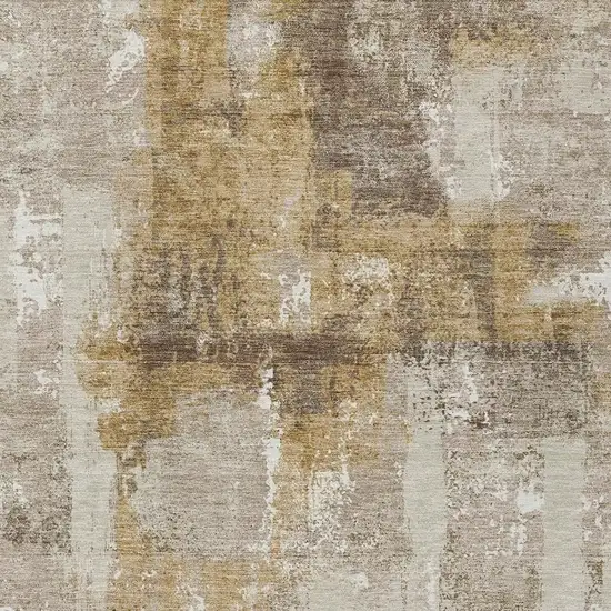 Beige And Brown Abstract Washable Indoor Outdoor Area Rug Photo 5