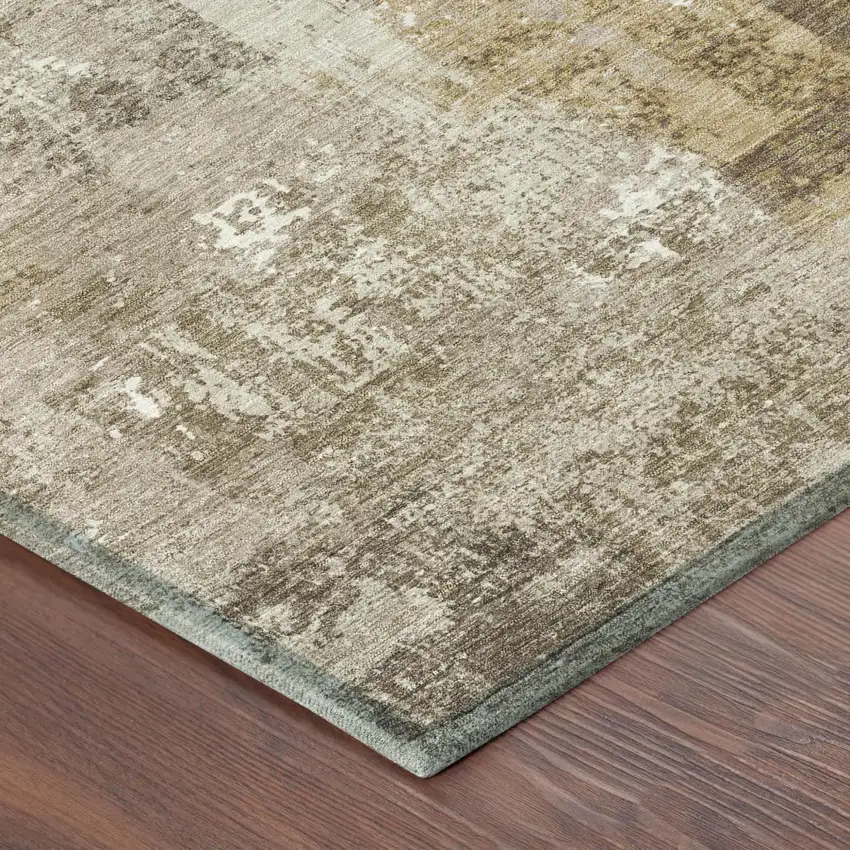Beige And Brown Abstract Washable Indoor Outdoor Area Rug Photo 7