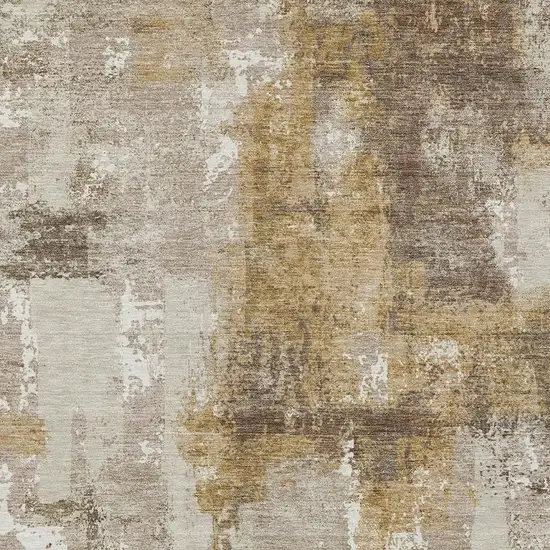Beige And Brown Abstract Washable Indoor Outdoor Area Rug Photo 5
