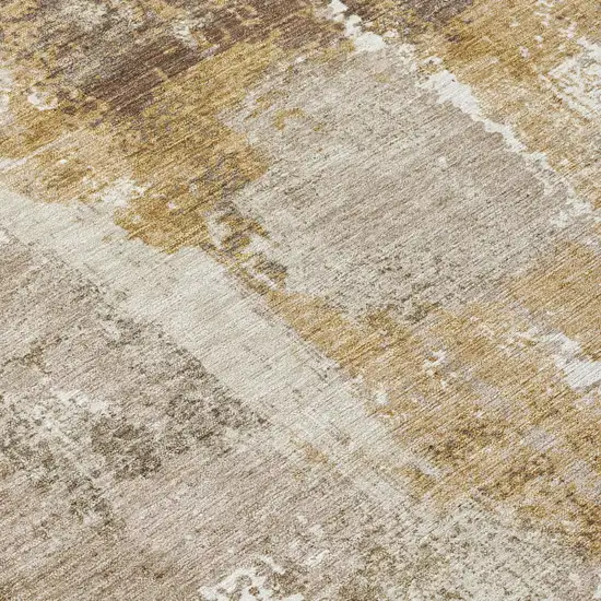 Beige And Brown Abstract Washable Indoor Outdoor Area Rug Photo 8