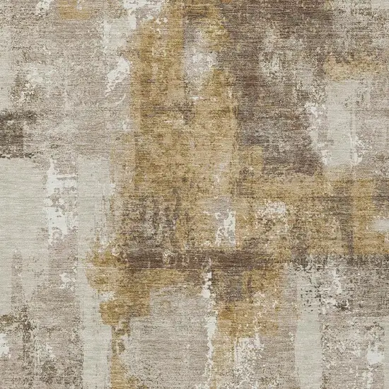 Beige And Brown Abstract Washable Indoor Outdoor Area Rug Photo 3