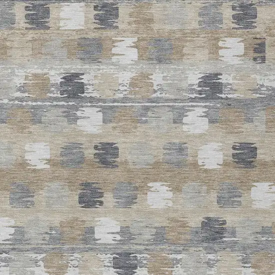 Beige And Brown Abstract Washable Indoor Outdoor Area Rug Photo 3