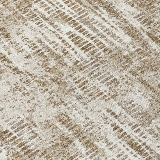 Beige And Brown Abstract Washable Indoor Outdoor Area Rug Photo 6