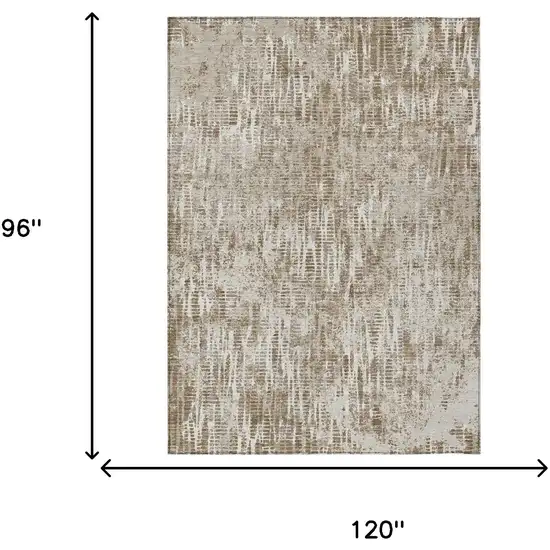 Beige And Brown Abstract Washable Indoor Outdoor Area Rug Photo 7