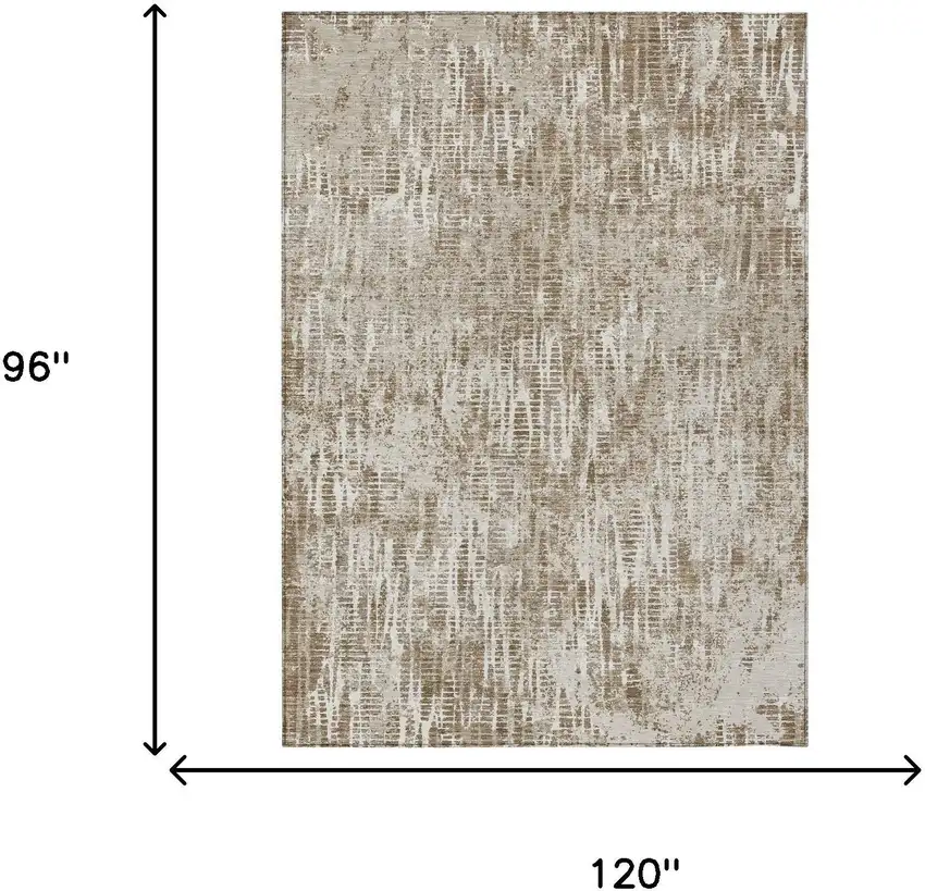 Beige And Brown Abstract Washable Indoor Outdoor Area Rug Photo 7