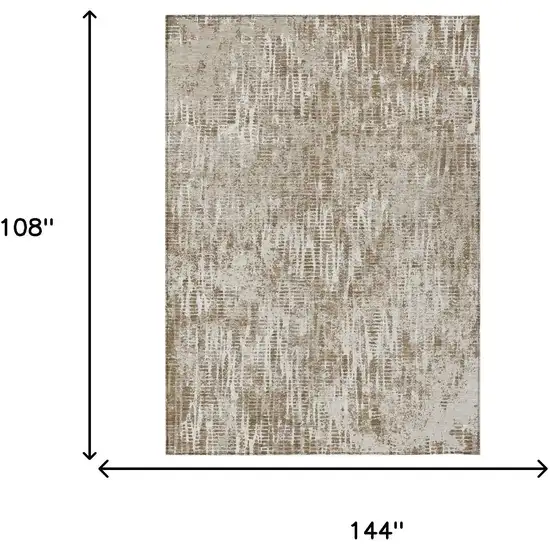 Beige And Brown Abstract Washable Indoor Outdoor Area Rug Photo 7