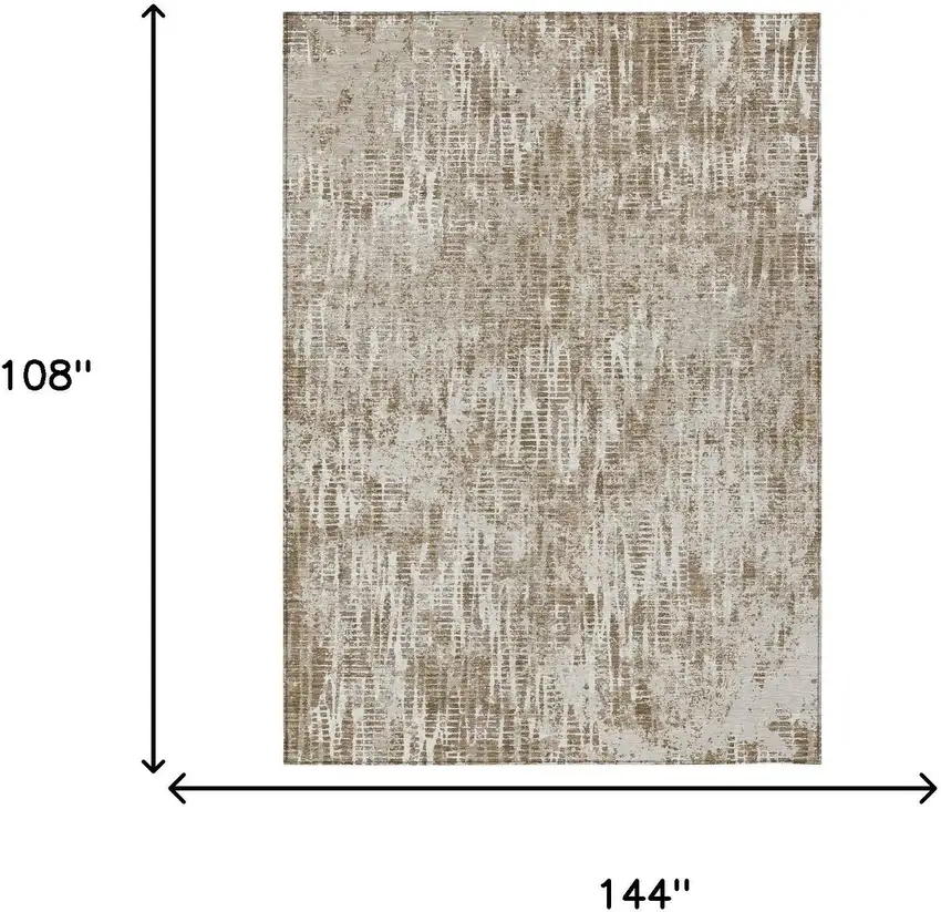Beige And Brown Abstract Washable Indoor Outdoor Area Rug Photo 7