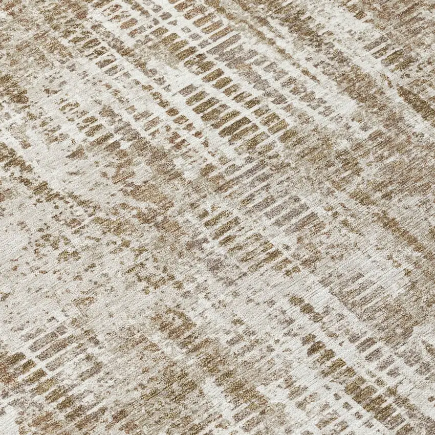Beige And Brown Abstract Washable Indoor Outdoor Area Rug Photo 6