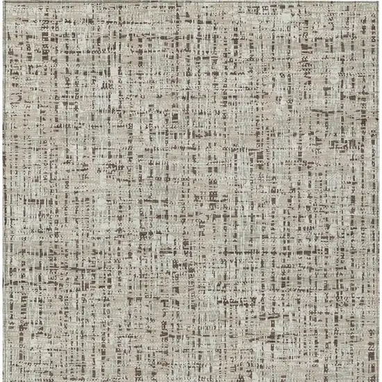 Beige And Brown Abstract Washable Indoor Outdoor Area Rug Photo 4