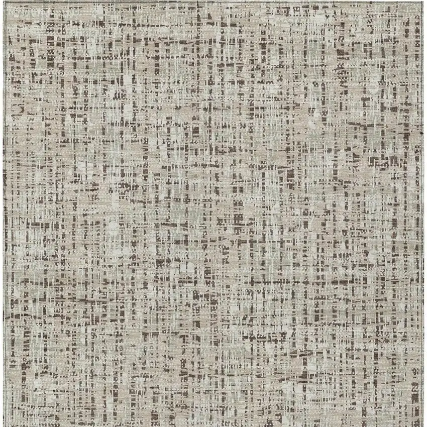 Beige And Brown Abstract Washable Indoor Outdoor Area Rug Photo 4