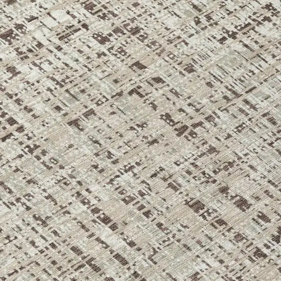 Beige And Brown Abstract Washable Indoor Outdoor Area Rug Photo 6