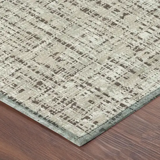 Beige And Brown Abstract Washable Indoor Outdoor Area Rug Photo 5