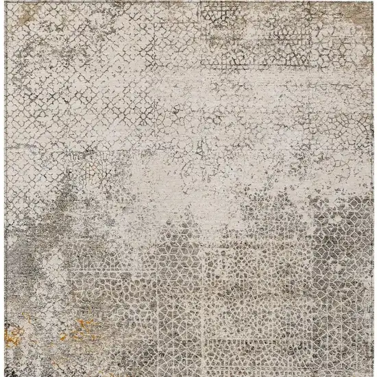 Beige And Brown Abstract Washable Indoor Outdoor Area Rug Photo 4