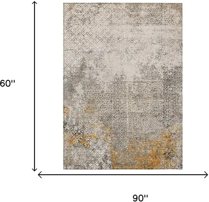 Beige And Brown Abstract Washable Indoor Outdoor Area Rug Photo 7