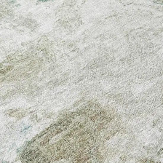 Beige And Brown Abstract Washable Indoor Outdoor Area Rug Photo 4