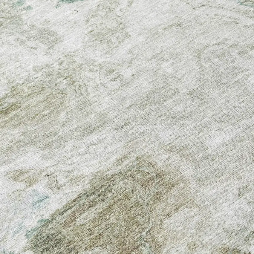 Beige And Brown Abstract Washable Indoor Outdoor Area Rug Photo 4