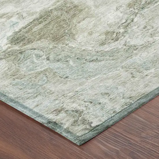Beige And Brown Abstract Washable Indoor Outdoor Area Rug Photo 3