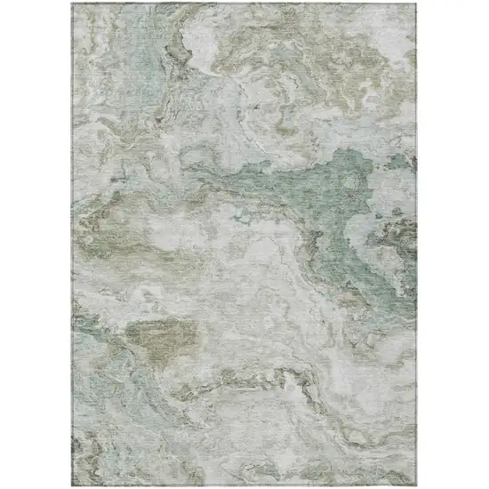 Beige And Brown Abstract Washable Indoor Outdoor Area Rug Photo 2