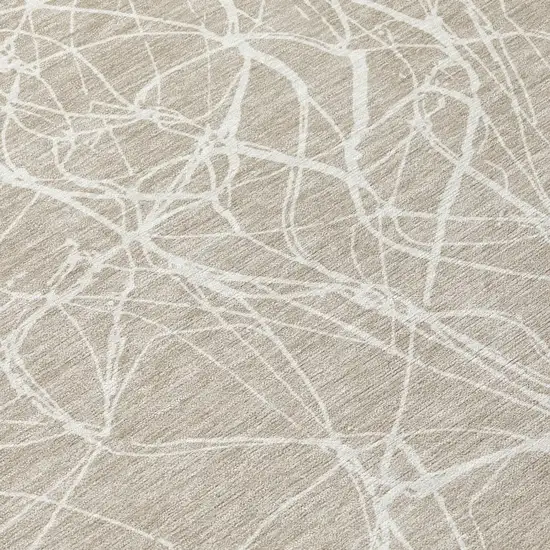 Beige And Brown Abstract Washable Indoor Outdoor Area Rug Photo 4