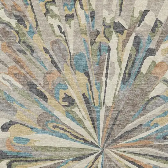 Beige And Brown Abstract Washable Indoor Outdoor Area Rug Photo 4