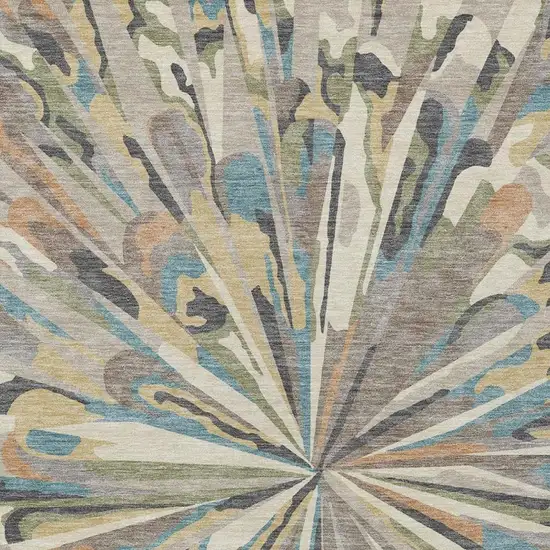 Beige And Brown Abstract Washable Indoor Outdoor Area Rug Photo 8