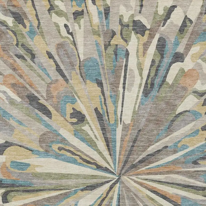 Beige And Brown Abstract Washable Indoor Outdoor Area Rug Photo 8