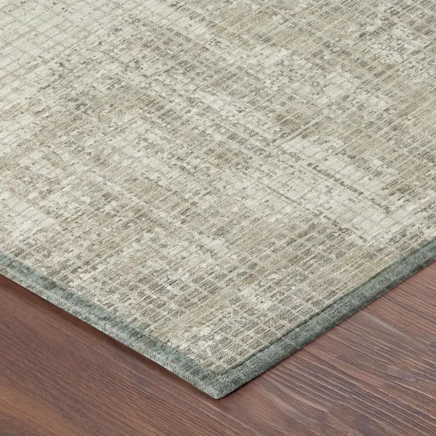 Beige And Brown Abstract Washable Indoor Outdoor Area Rug Photo 3