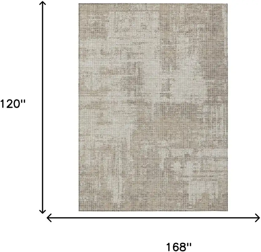 Beige And Brown Abstract Washable Indoor Outdoor Area Rug Photo 5