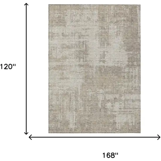 Beige And Brown Abstract Washable Indoor Outdoor Area Rug Photo 5