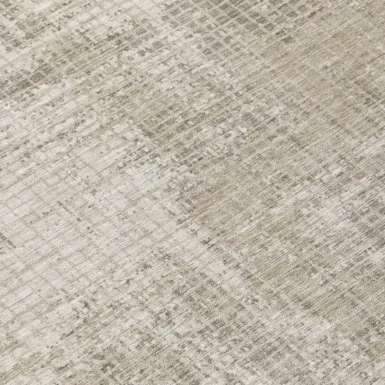 Beige And Brown Abstract Washable Indoor Outdoor Area Rug Photo 4