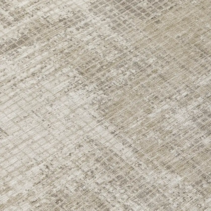 Beige And Brown Abstract Washable Indoor Outdoor Area Rug Photo 4