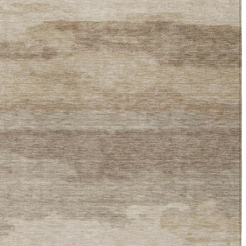 Beige And Brown Abstract Washable Indoor Outdoor Area Rug Photo 9