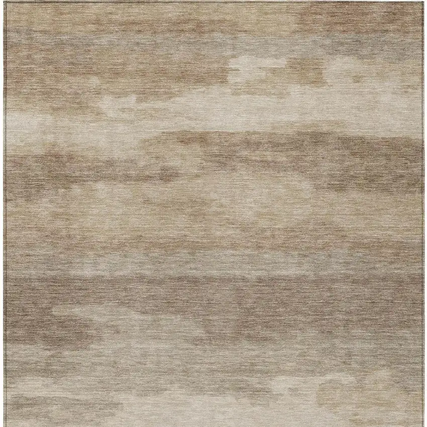 Beige And Brown Abstract Washable Indoor Outdoor Area Rug Photo 7