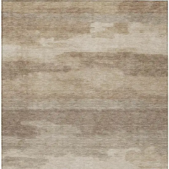 Beige And Brown Abstract Washable Indoor Outdoor Area Rug Photo 8