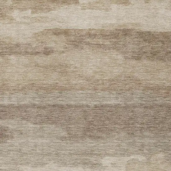 Beige And Brown Abstract Washable Indoor Outdoor Area Rug Photo 5