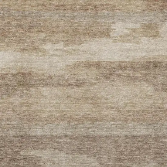 Beige And Brown Abstract Washable Indoor Outdoor Area Rug Photo 4