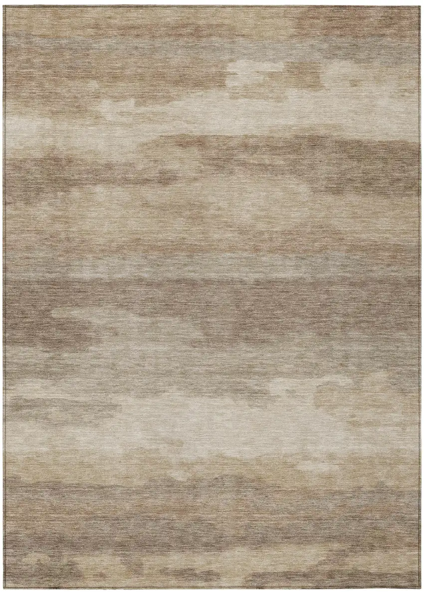Beige And Brown Abstract Washable Indoor Outdoor Area Rug Photo 3