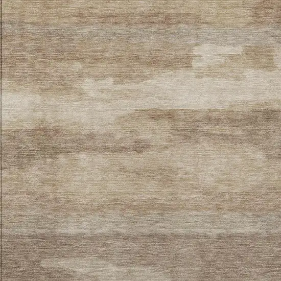 Beige And Brown Abstract Washable Indoor Outdoor Area Rug Photo 1
