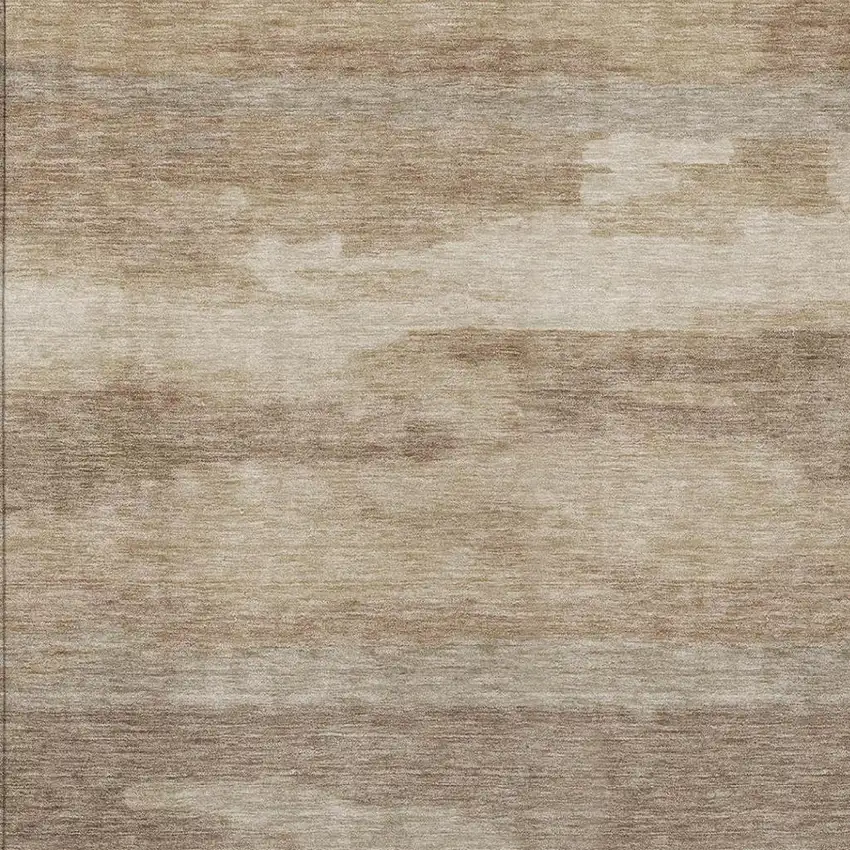 Beige And Brown Abstract Washable Indoor Outdoor Area Rug Photo 1