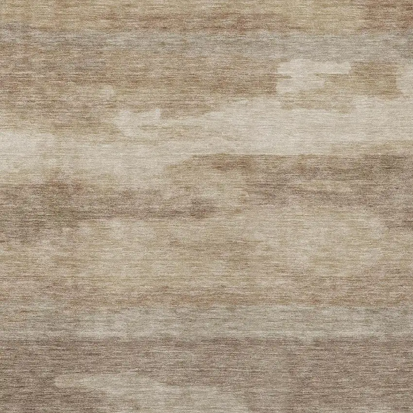 Beige And Brown Abstract Washable Indoor Outdoor Area Rug Photo 6