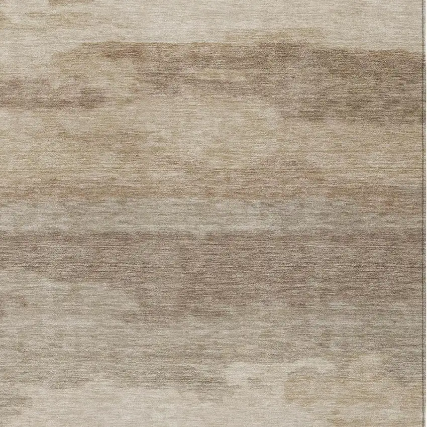 Beige And Brown Abstract Washable Indoor Outdoor Area Rug Photo 8