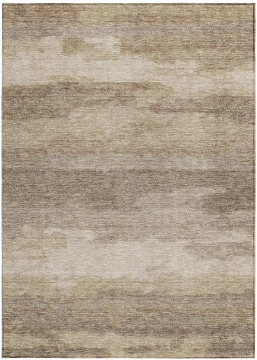 Beige And Brown Abstract Washable Indoor Outdoor Area Rug Photo 2